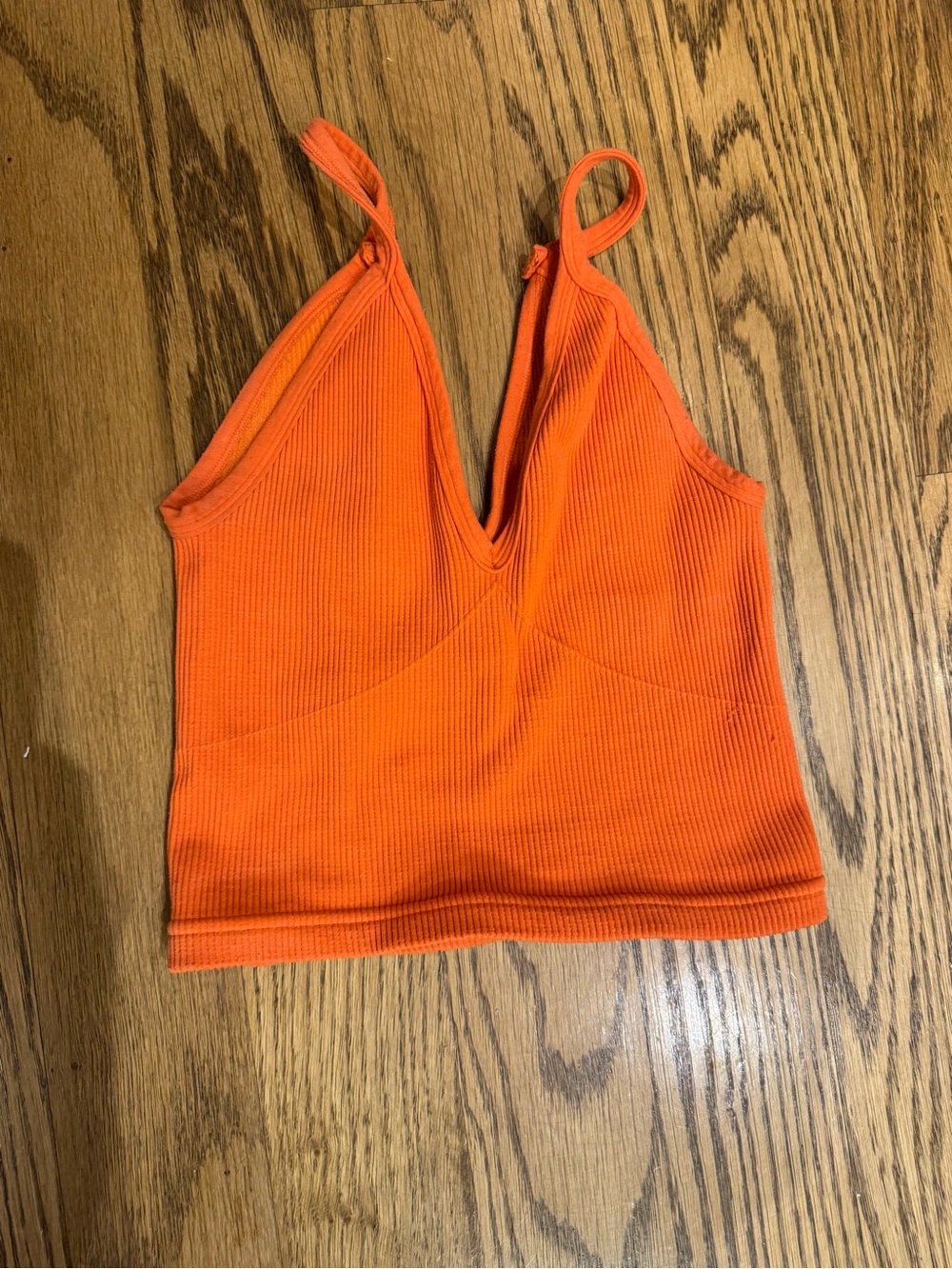 FP Movement by Free People Orange Ribbed V-Neck Tank
